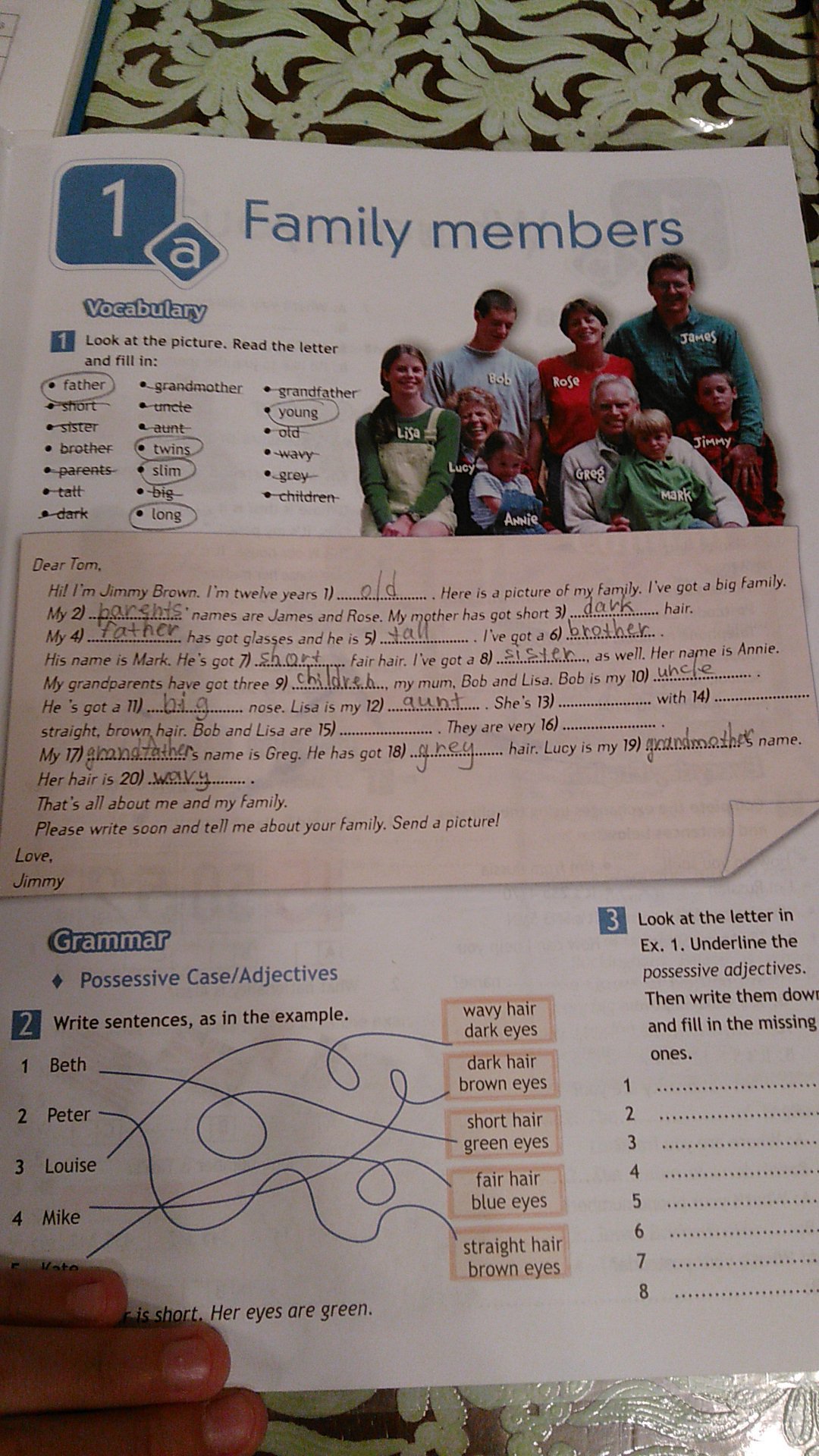 Look in the text and fill. Look and fill in 3 класс. Read the Letter and fill in 5 класс. Read the Letter and fill in 6 класс. Write the sentences using the possessive Case.