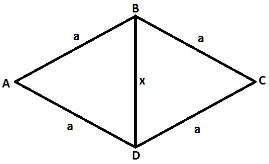 Диагональ 22 треугольника. Ромб в треугольнике. Диагонали ромба. Ромб с двумя диагоналями. Диагонали ромба делят на треугольник.