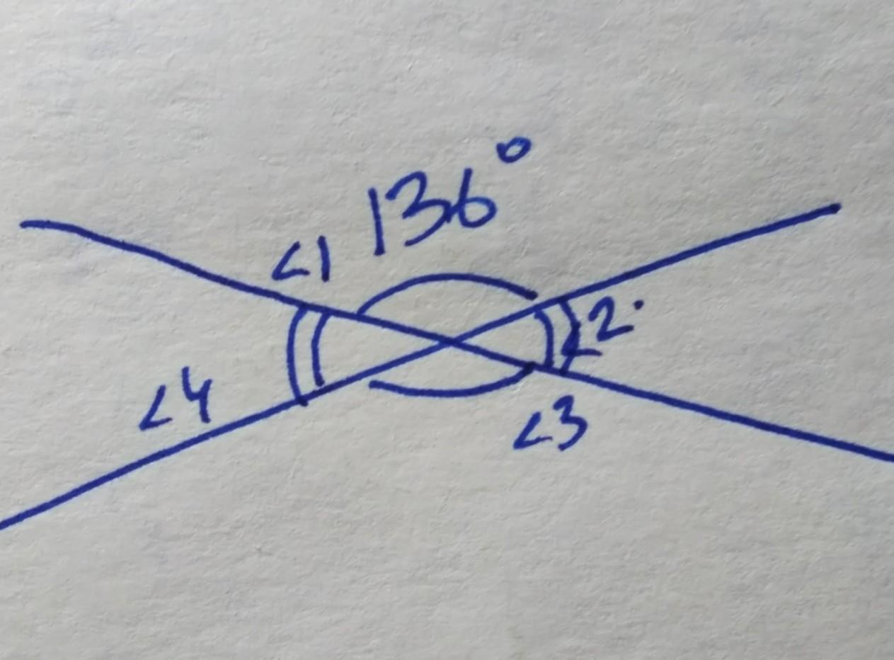 Дано 1 136. Градусные меры углов при пересечении двух прямых равен. При пересечении двух прямых один из углов равен 136 градусов. Угол 136. Угол 136 градусов.