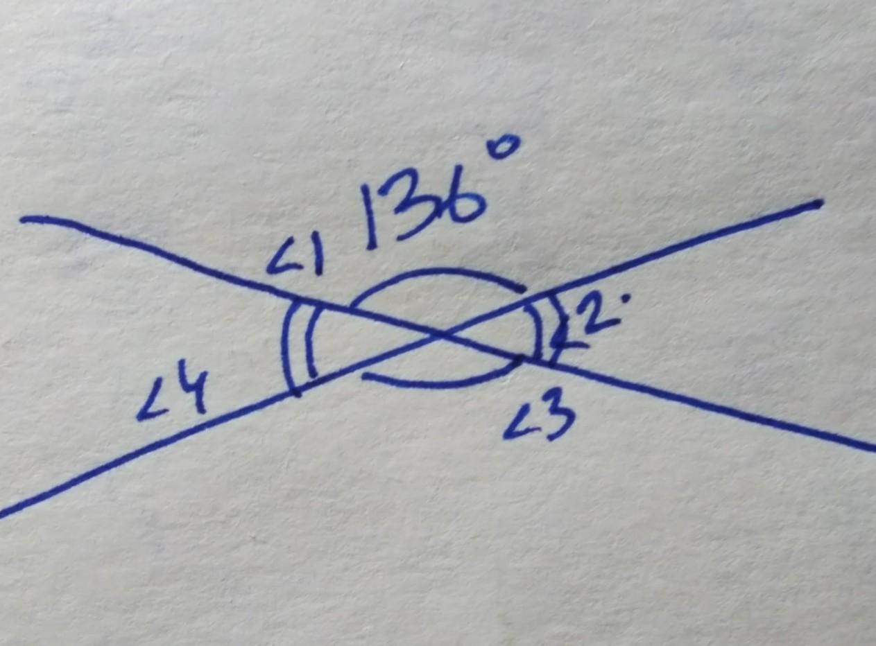 Найдите углы при пересечении 2 прямых. Градусные меры углов при пересечении двух прямых равен. При пересечении двух прямых один из углов равен 136 градусов. Угол 136 градусов. Угол 1 равен 136 градусов Найдите угол 2.
