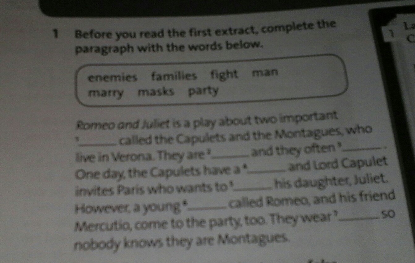 Before you read. Complete the Words in the paragraph. Read the extract. Read the article about Florence Nightingale Match the paragraphs 1-8. Read the paragraph a.