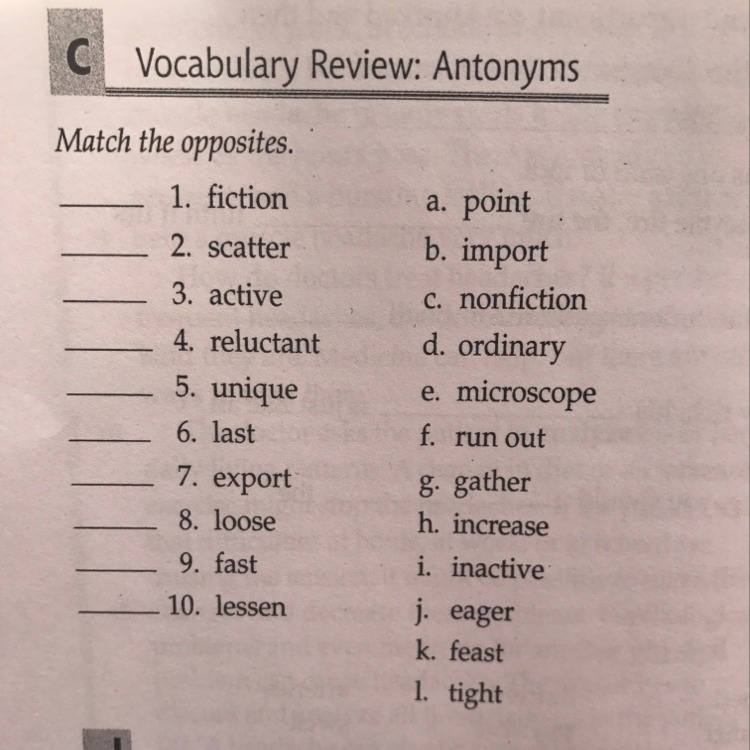 Match the antonyms