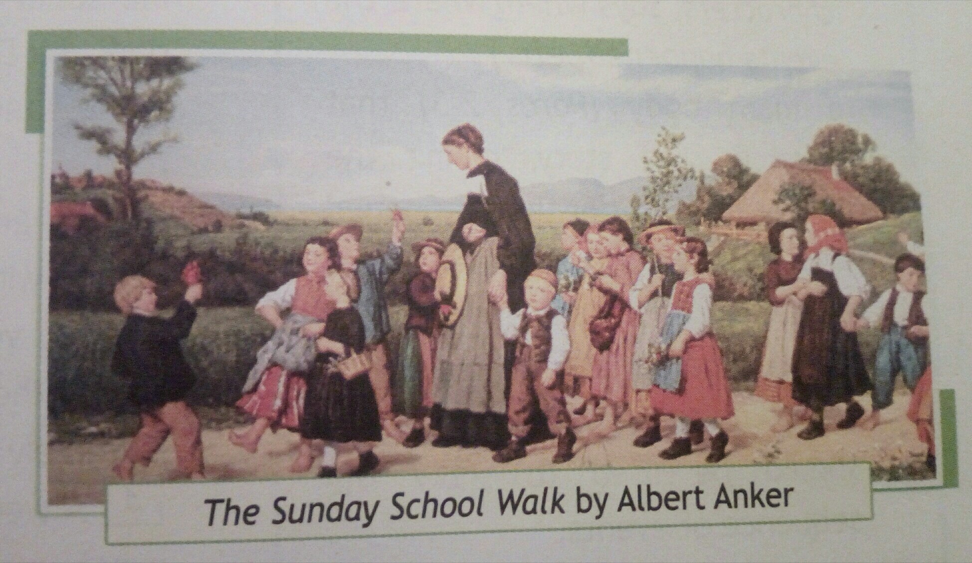 Описание картины на английском. The Sunday School walk картина. The Sunday School by Albert Anker. Albert Anker the Sunday School walk. Прогулка воскресной школы картина.