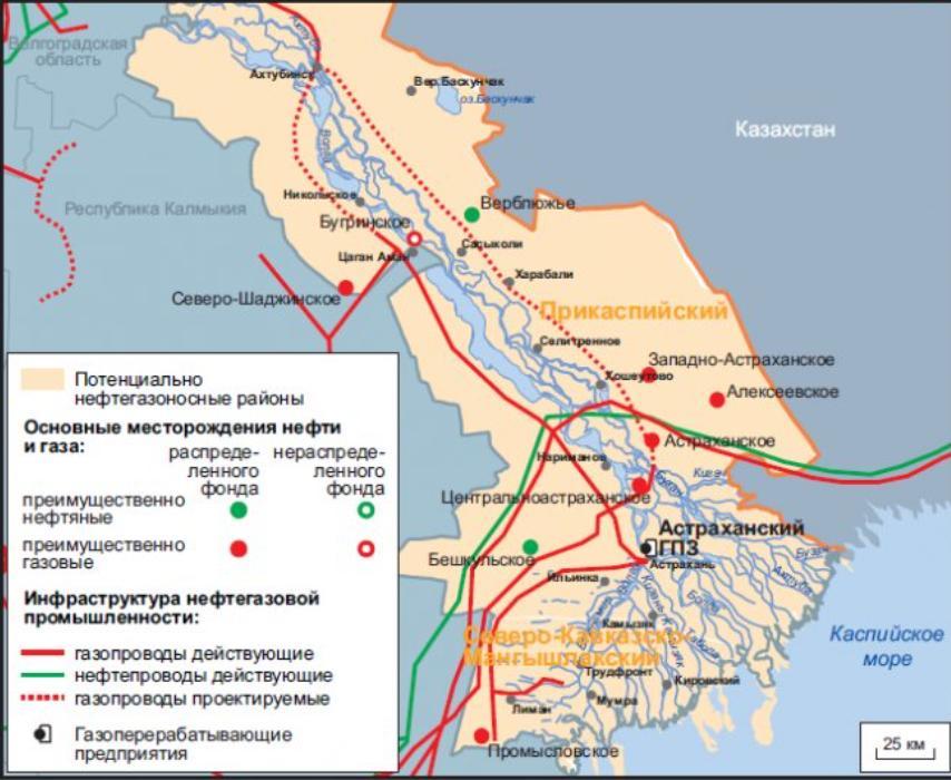 Астраханское месторождение на карте