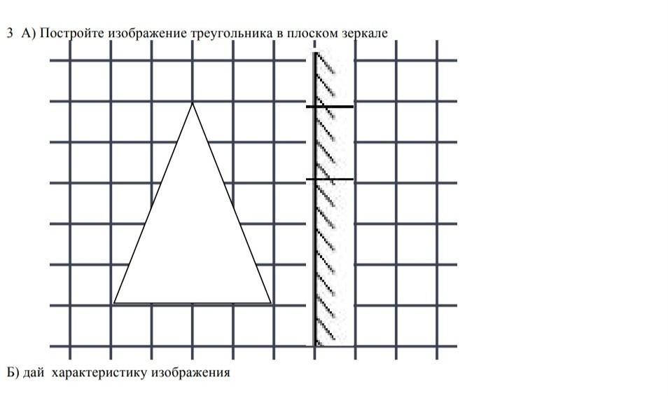 Постройте изображение предмета в плоском зеркале и ход лучей от предмета до точки наблюдения а