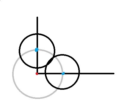 Точка пересечения 2 окружностей