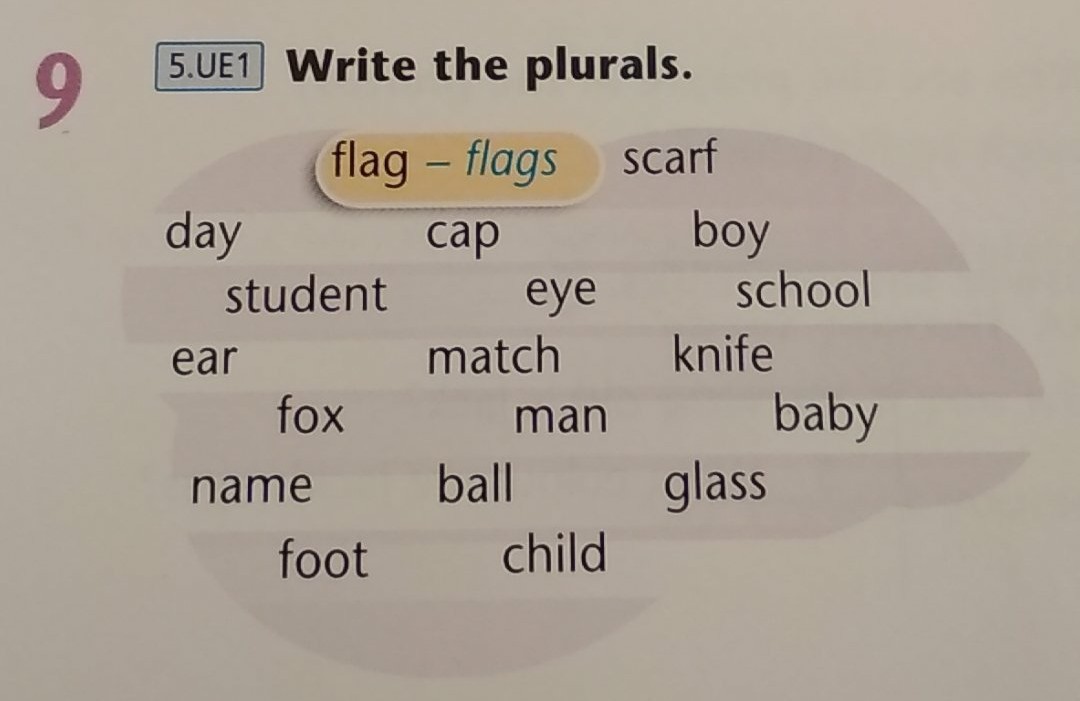 Write the days. Write the plurals. Write the plurals Day. D.write the plurals. Scarf. Write the plural a Scarf.