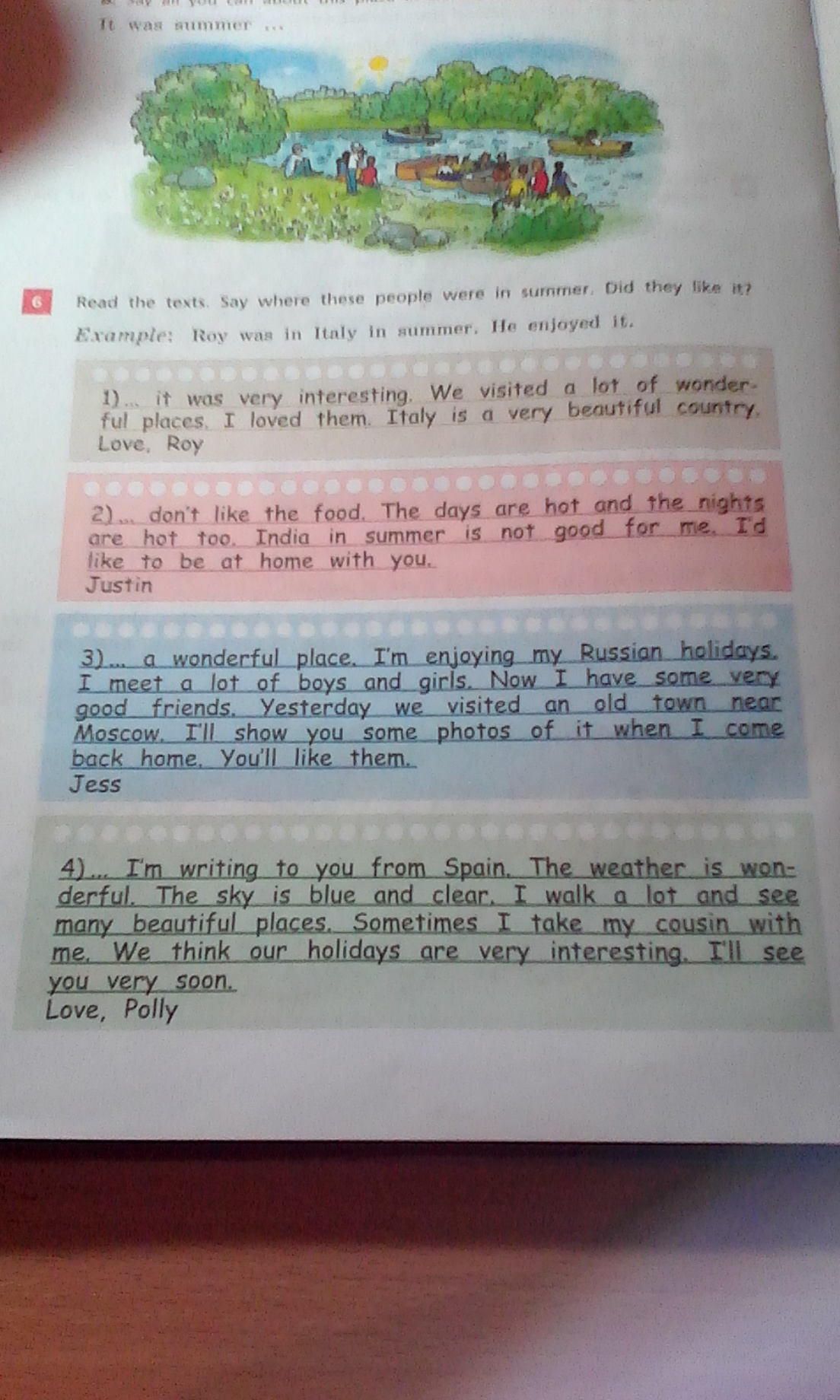 Read the text and say. Read the texts. Say where these people were in Summer. Did they like it? 5 Класс. Read the text.say where these people were in Summer. Read the texts. Say where these people were in Summer. Did they like it. Read the text say where these people were in Summer did they like it ответ.