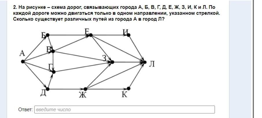 На рисунке схема дорог связывающих пункты