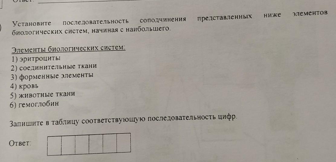 Установите последовательность соподчинения элементов …