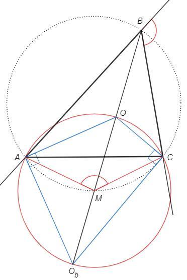 Продолжение высот треугольника пересекают описанную окружность. Биссектриса внешнего угла окружности. Центр вневписанной окружности. Построение биссектрисы окружности.