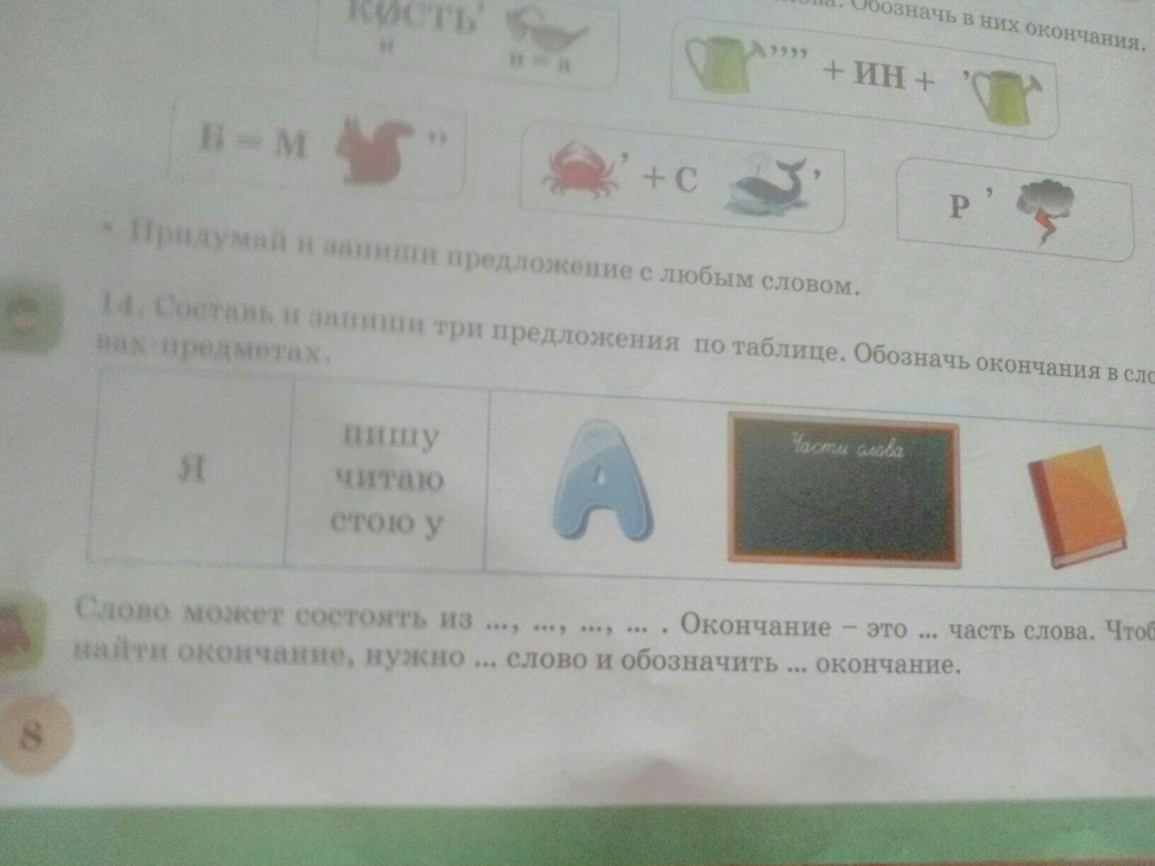 Составь и запиши три предложения. Обозначить окончание слова площадь. Продолжи окончание обозначает.