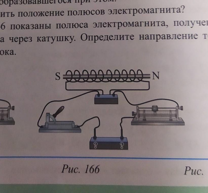 На рисунке указаны полюса источника тока к которому присоединен электромагнит какой полюс наверху