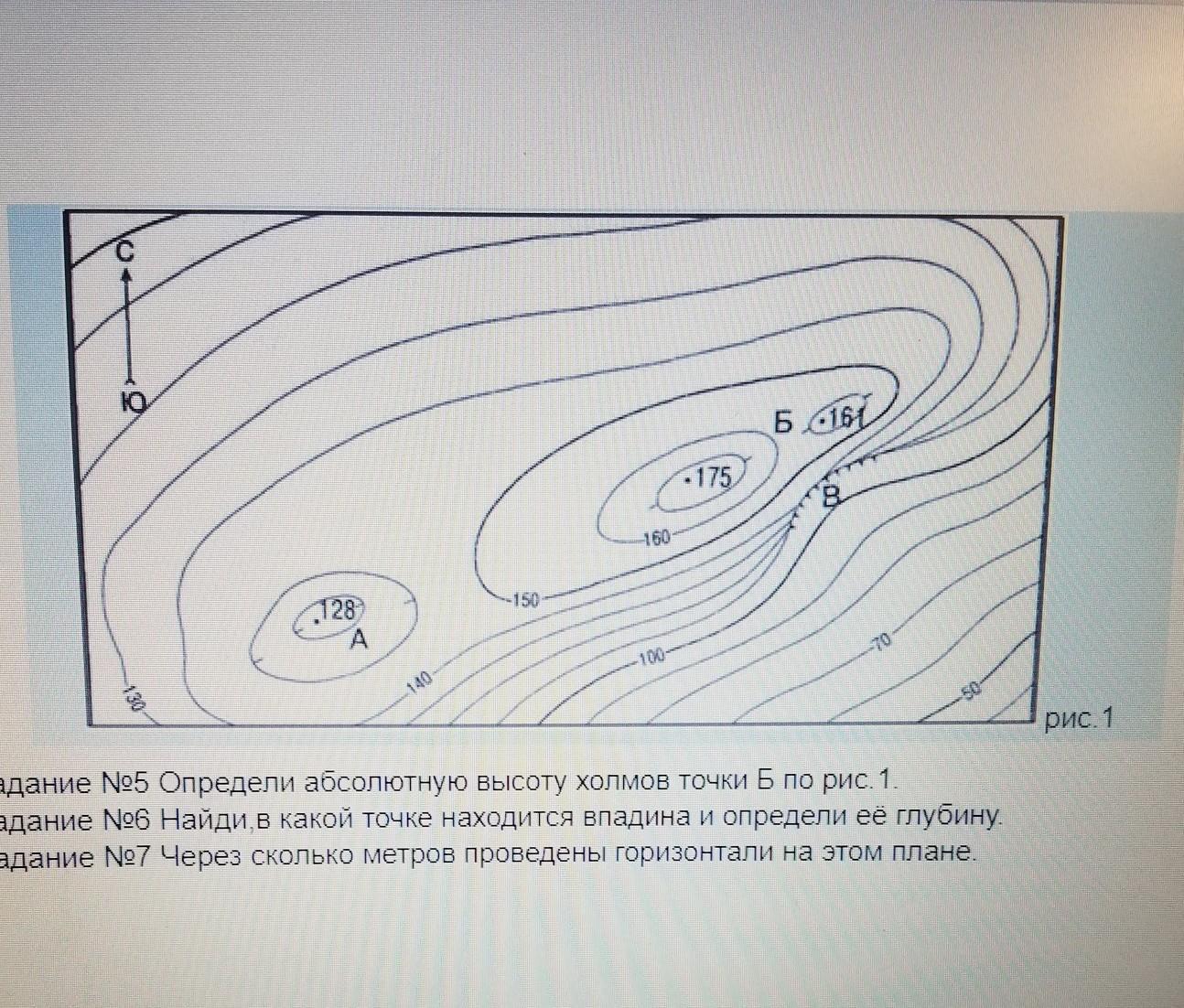Холм или впадина показана на рисунке