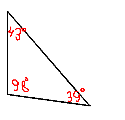 Угол 1 равен 43 градуса. Угол 35 градусов рисунок. Угол 98 градусов. Треугольник 180 градусов рисунок. В треугольнике один углов равен 43.