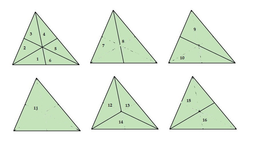 Даны 4 треугольника ответ. Треугольник 9 10 11. Новый сет 16 треугольников.
