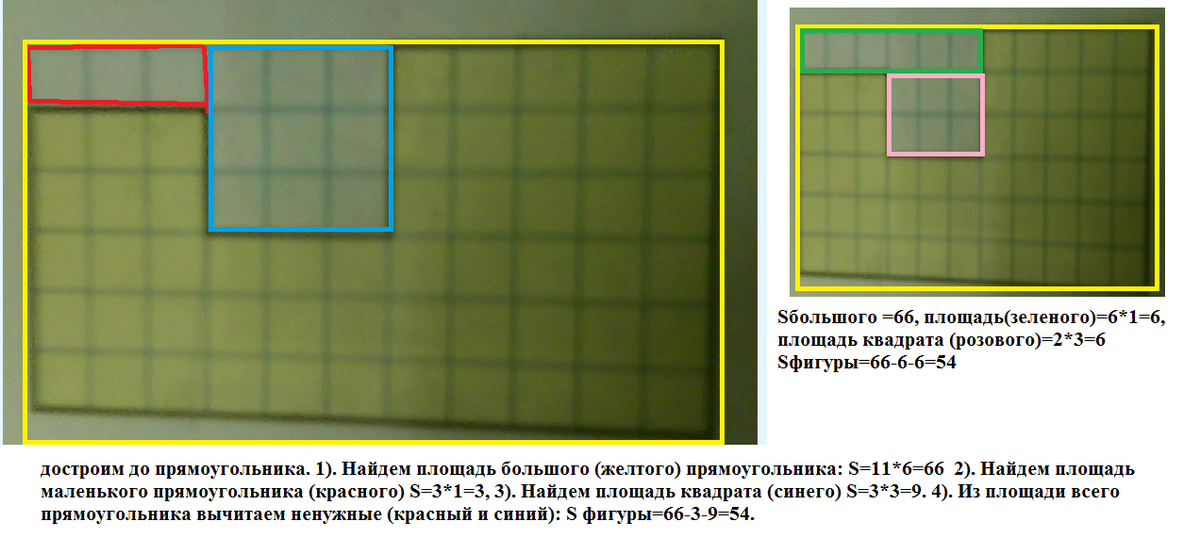 Вычисли площадь фигуры разными способами