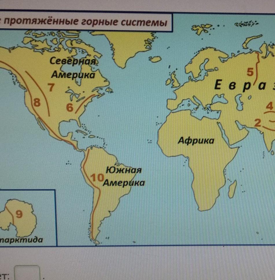 Горные цепи карта мира