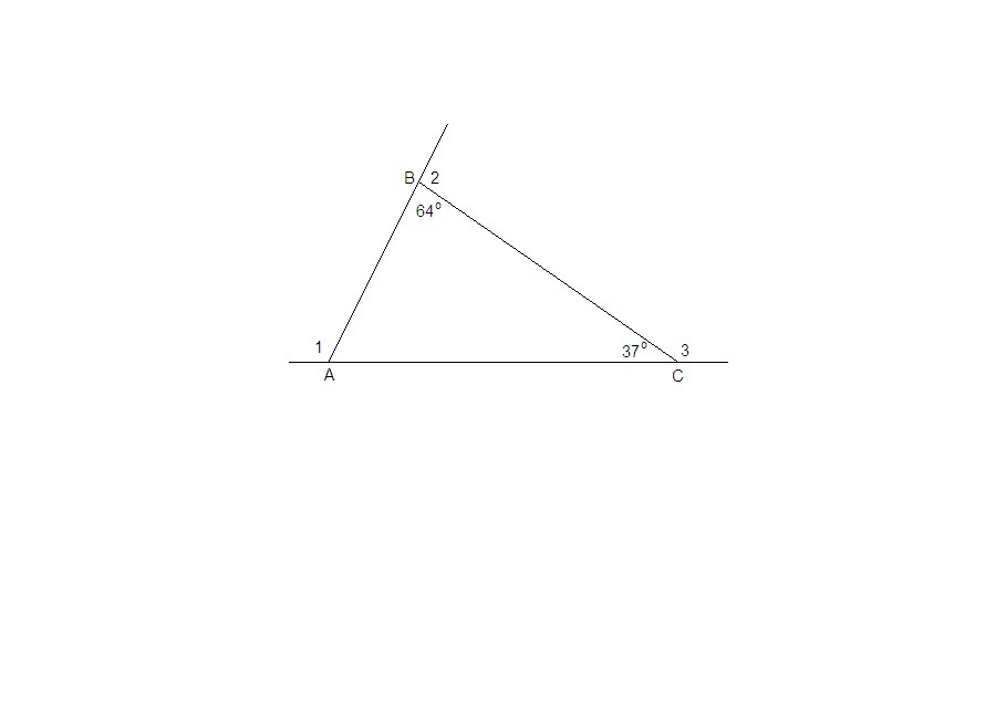 Рисунок внутреннего угла. Угол 35 градусов. Угол 37 градусов. Найдите внешние углы треугольника если известны два его угла 37 и 64. Угол 79 градусов.