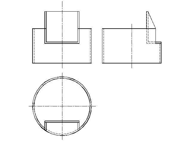 Круглый разрез. Ворота на чертеже вид сверху. Цилиндр вид слева чертеж. Втулка вид слева. Достроить вид слева выполнить профильный разрез.