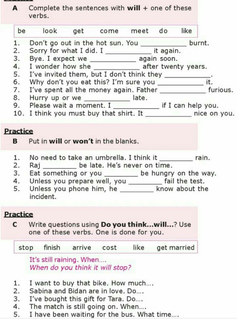 Future simple worksheets