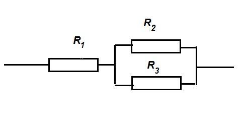 Электрическая схема составлена из двух параллельно соединенных сопротивлений 40 ом и 10 ом