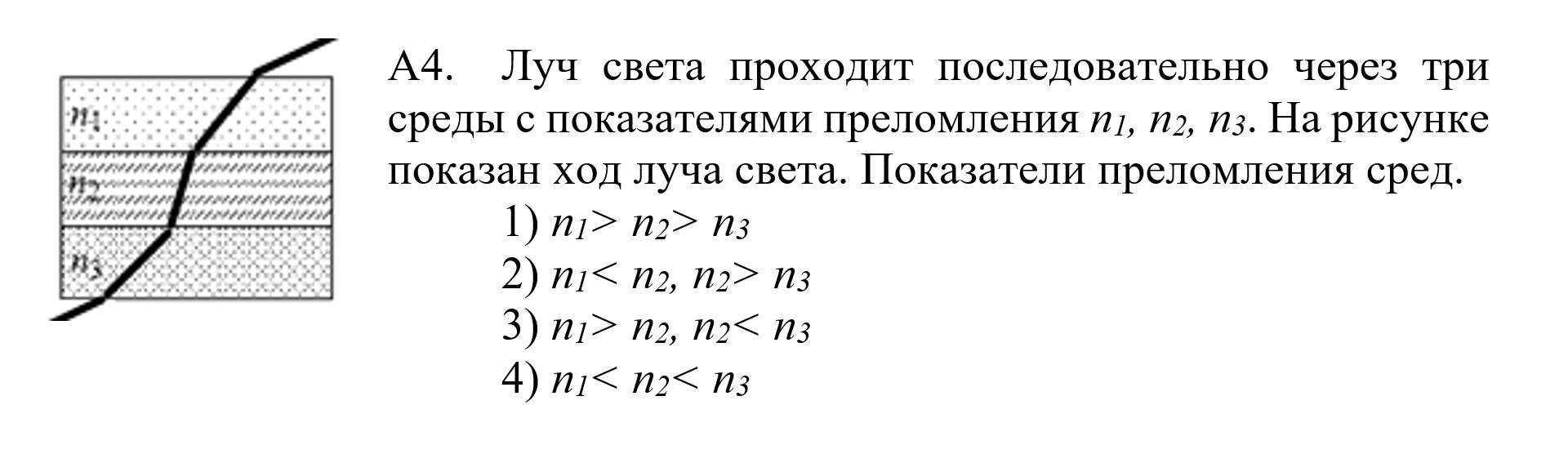 Ход лучей при преломлении изображен на рисунке 3