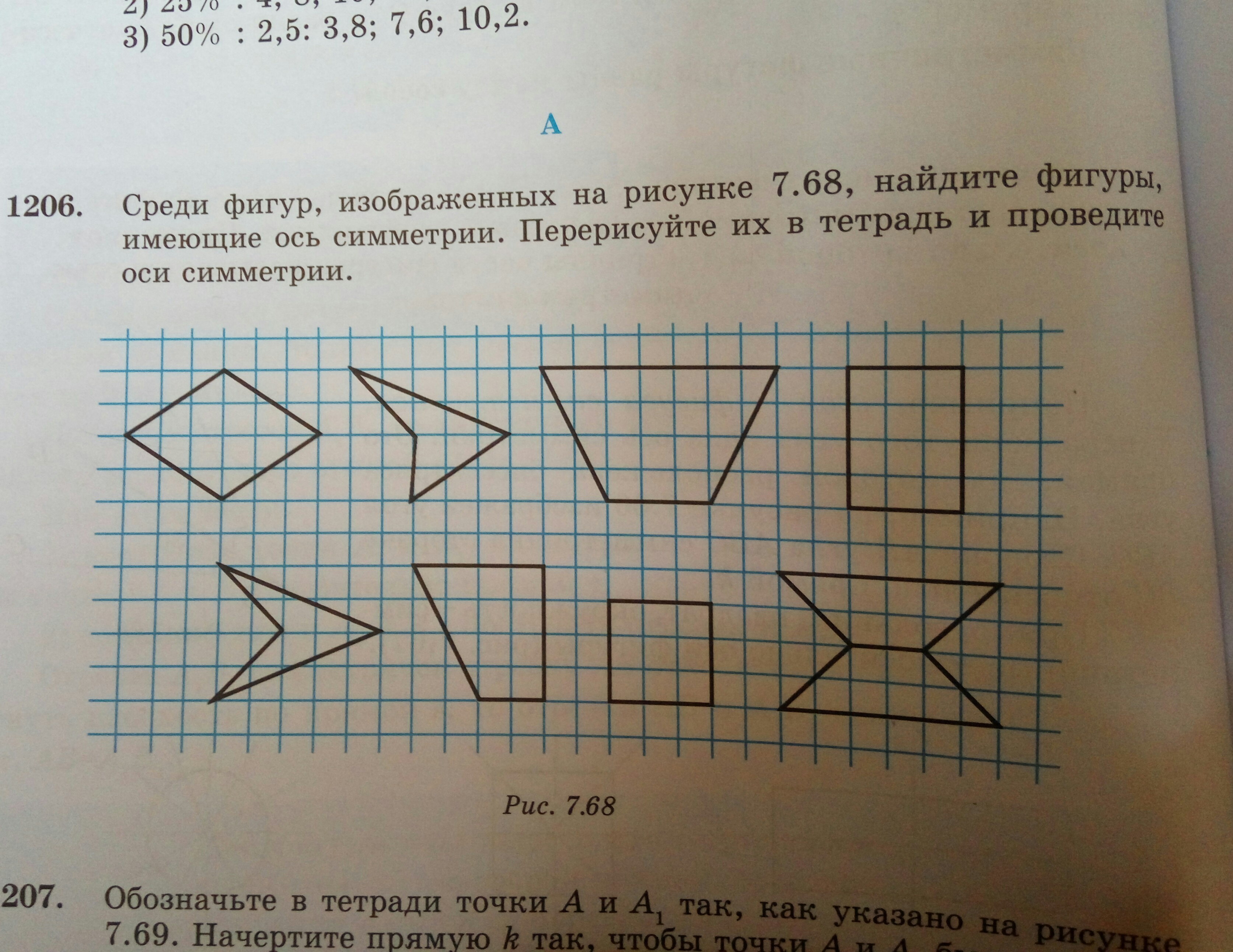 Изобрази фигуры симметричные данным