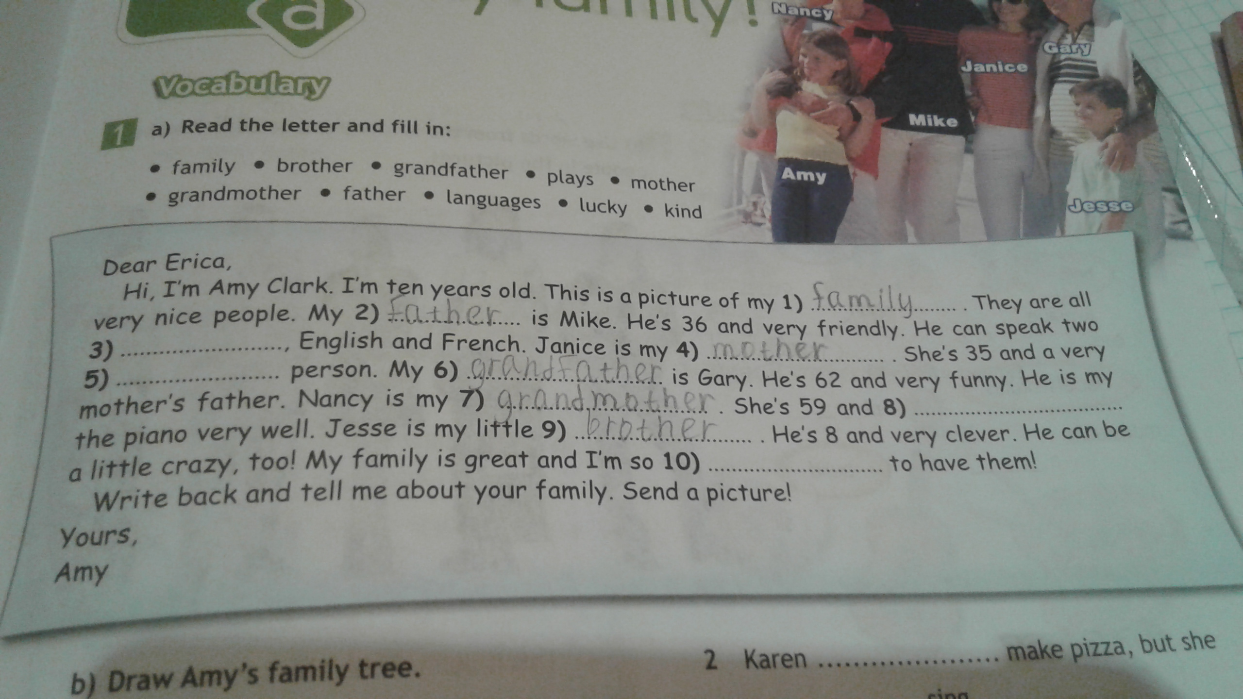 Look read and fill in. Read the Letter and fill in Family brother. Read the Letter and fill in. Read the Letter and fill in Family brother grandfather. Read a Letter.