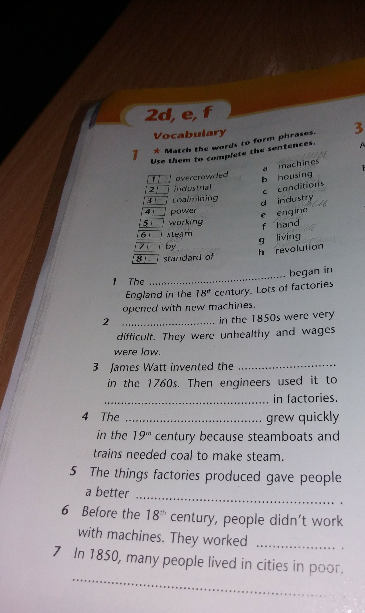 Match the words phrases to their descriptions