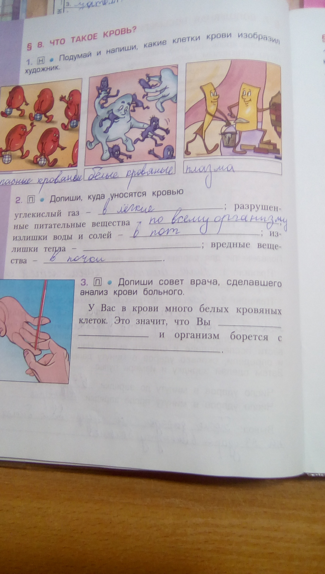 Ответь номер 2. Допиши куда уносятся кровью. Допиши куда уносятся кровью углекислый ГАЗ. Допиши куда. Напиши какая.