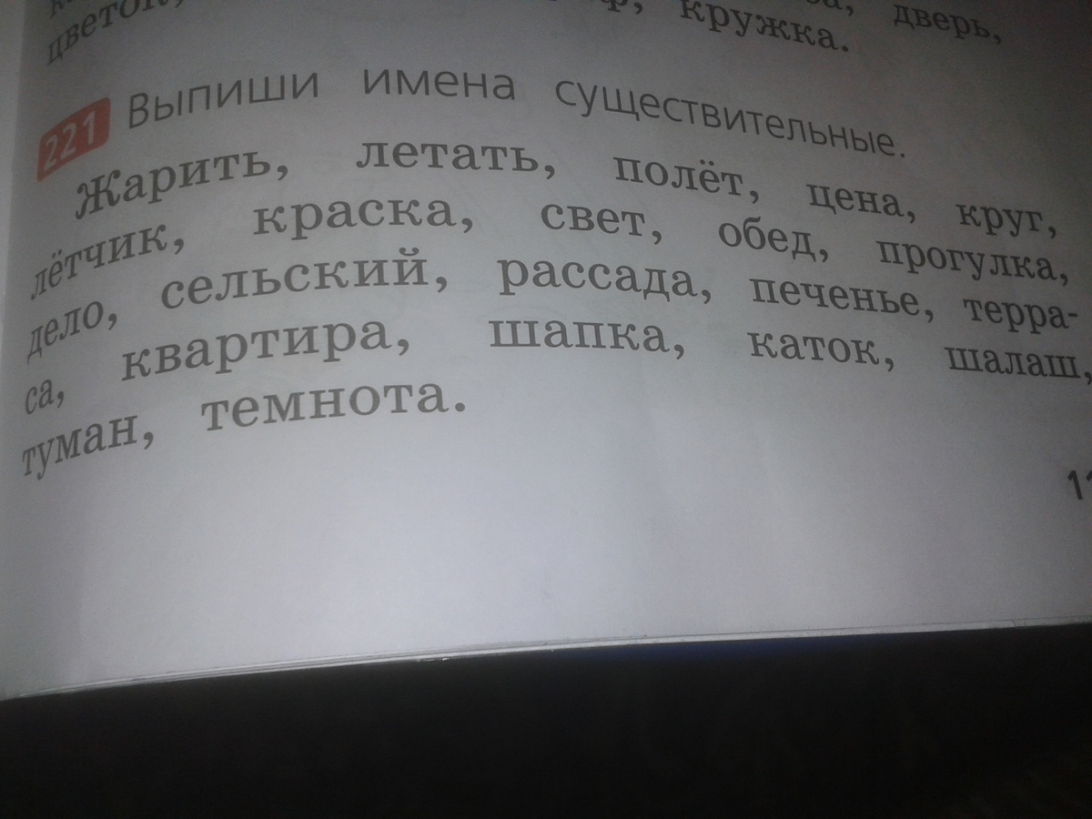 Выпиши имена существительные отвечающие на вопрос