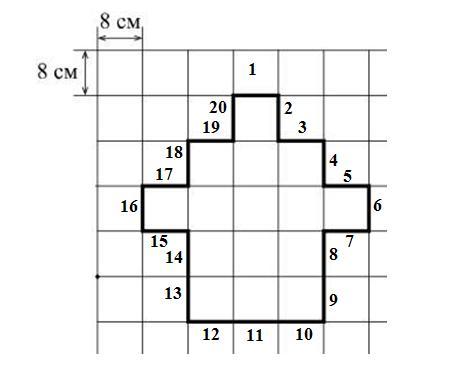 На рисунке дано поле расчерченное на квадраты со стороной 10 см