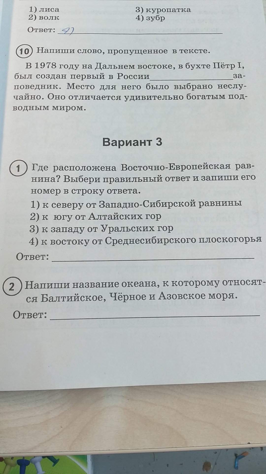 Контрольная работа по теме восточно европейская равнина