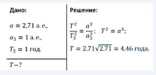 Определите большую полуось орбиты астероида. Большая полуось орбиты астероида Тихов. Большая полуось орбиты астероида Тихов а 2.71 а.е за какое время. Большая полуось. Астероиды полуось.