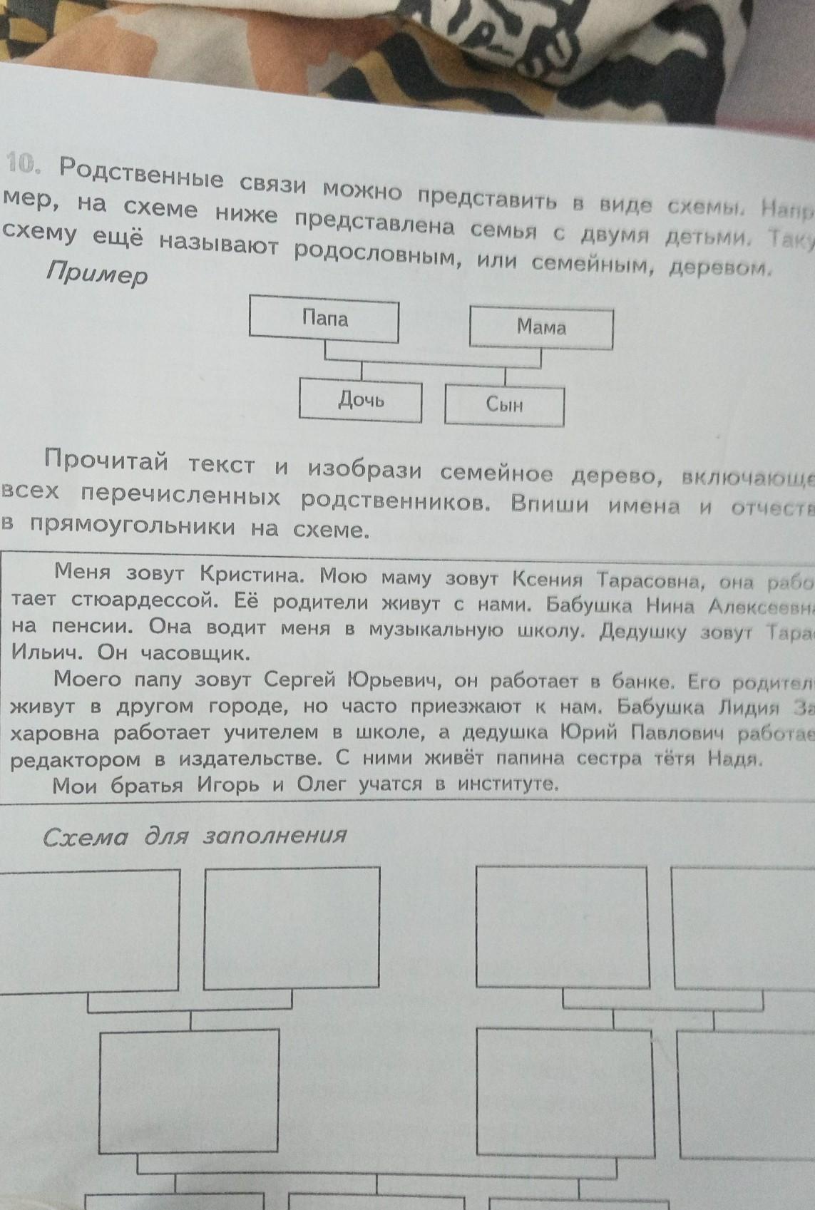 Родственные связи можно представить в виде схемы например на схеме ниже представлена семья с двумя