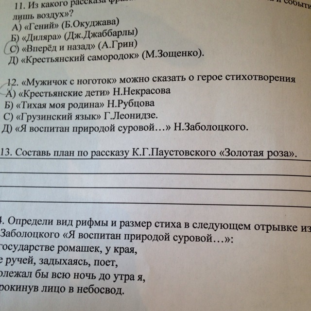 План рассказа подарок паустовского