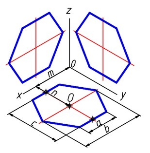 Изометрическая проекция треугольника. Диметрическая проекция шестиугольника построение. Изометрическая проекция шестиугольника со стороной 40 мм. Фронтальная изометрическая проекция шестиугольника. Фронтальная диметрическая проекция правильного шестиугольника 40мм.