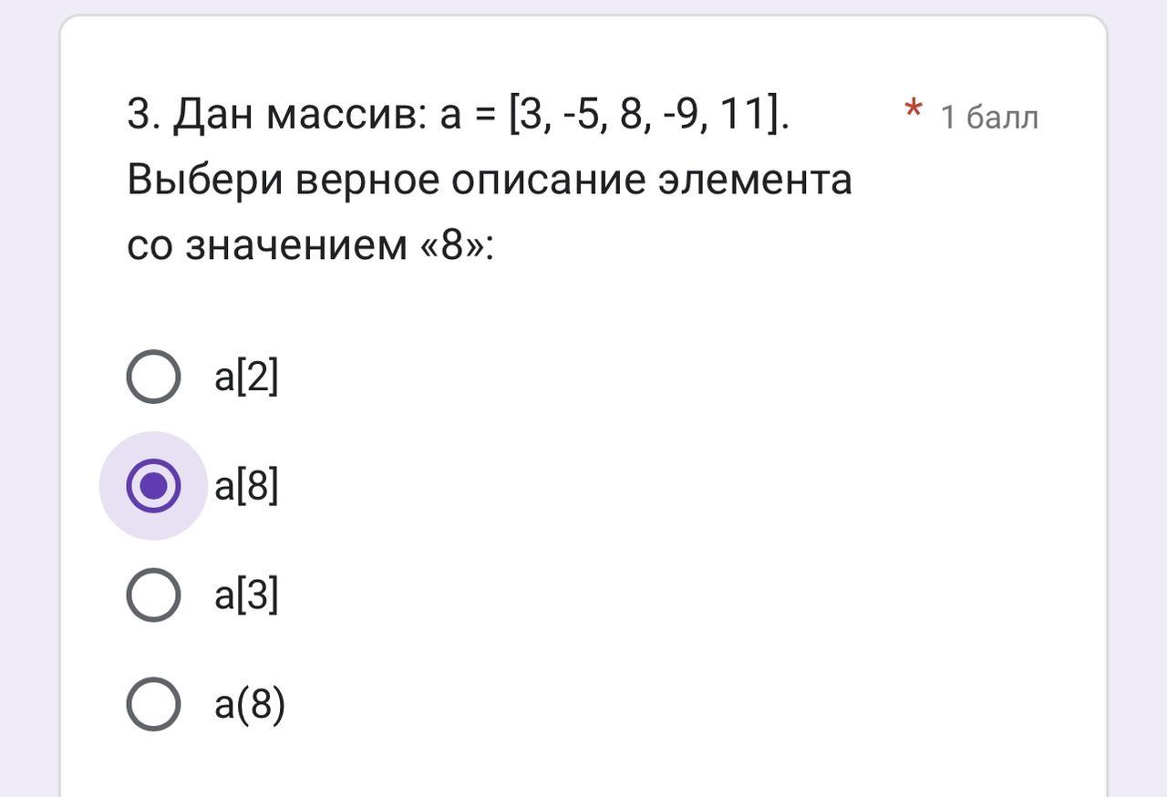 Время 8 8 что значит. Верное описание массива. Информатика 8 класс элементы массива.