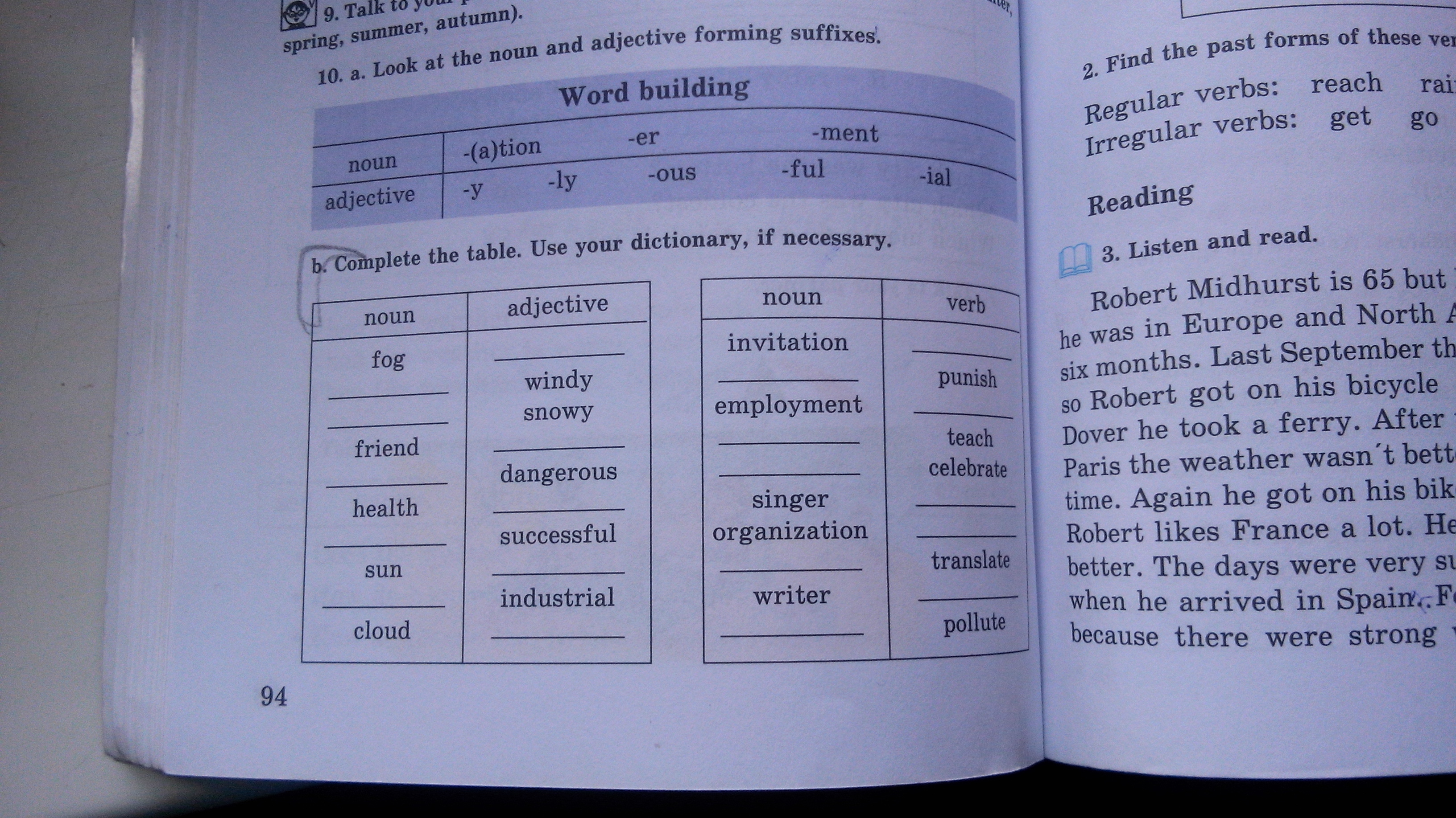 Look at the chart and complete