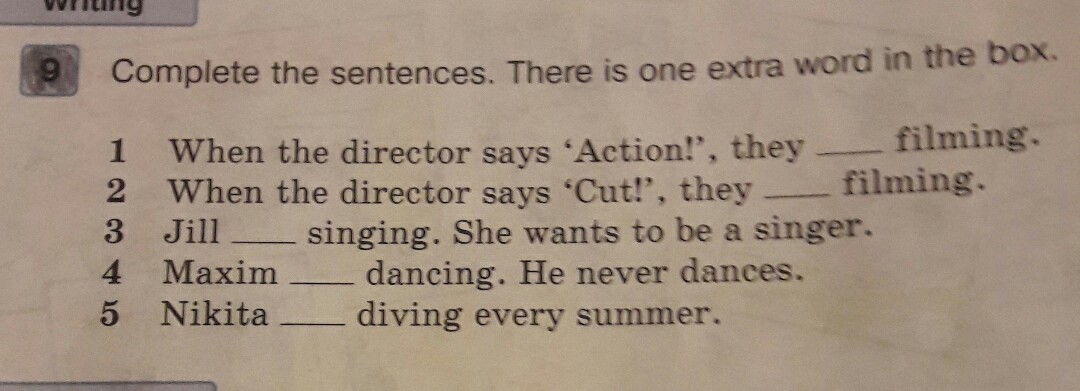 Complete the sentences if were you. When i was one. Complete the sentences . There is an Extra Word. Like hate speaking.