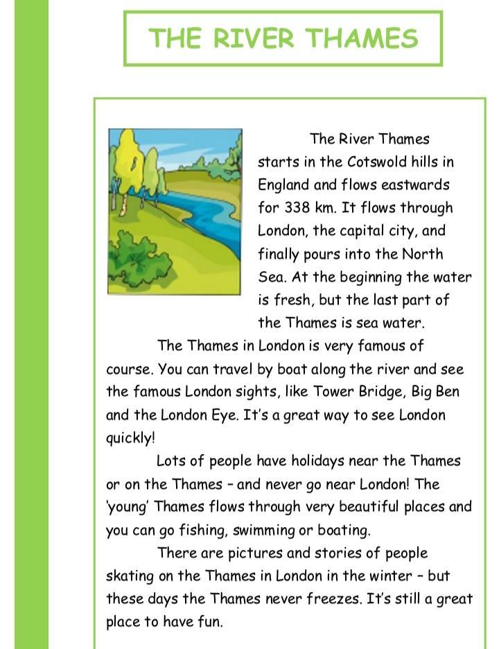 The thames текст 8 класс. Thames Flows. True false:the Thames starts in the North Sea..