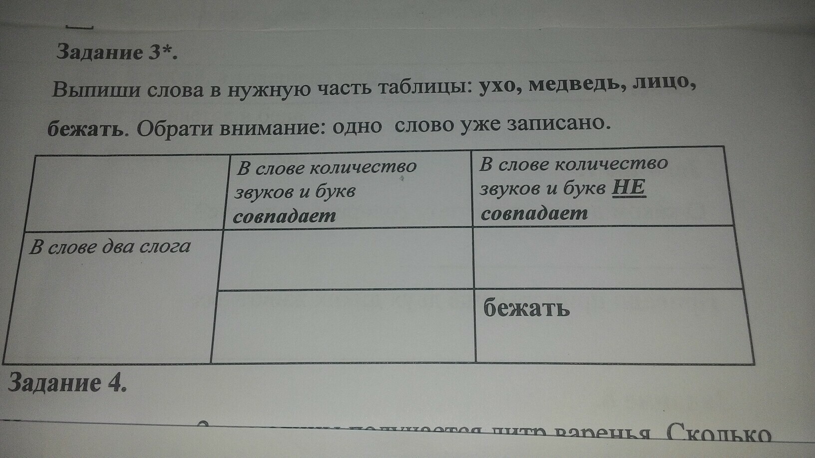 Заполни таблицу правильный ответ