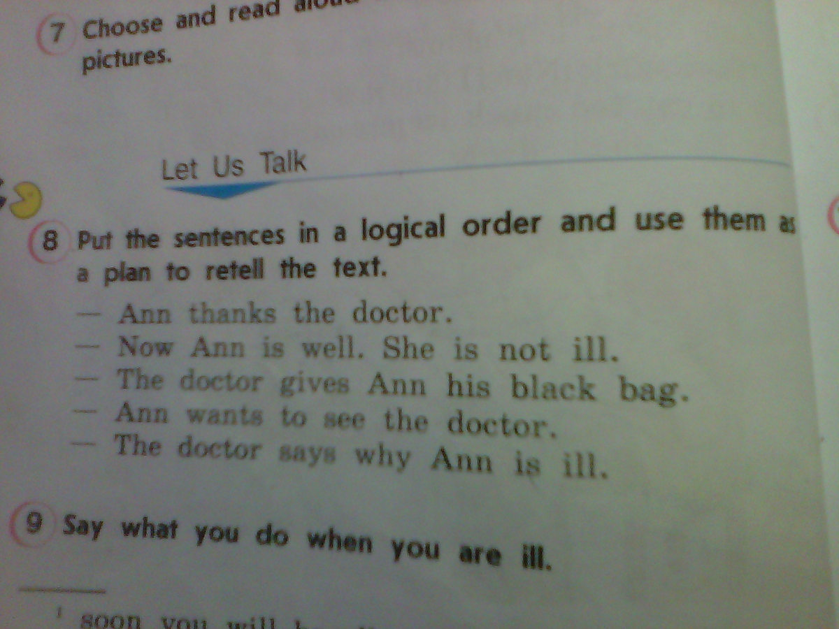 Англ номер 8. Put the sentences in a logical order and use them as a Plan to retell the text. Arrange the sentences in a logical order and use them as a Plan to retell the Tale 1 the Princess.