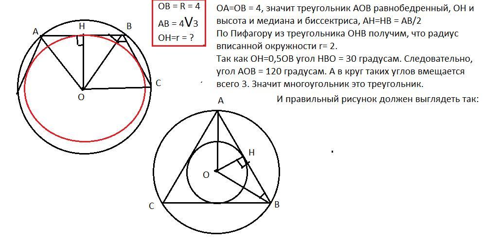 На рисунке 122 точка о центр описанной окружности ab 7 см am4 сн 2