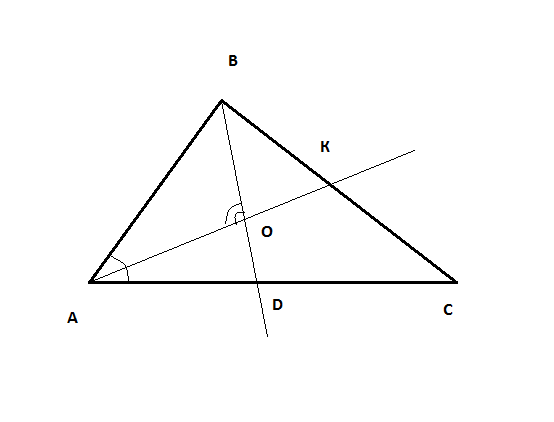 Найдите углы треугольника аоб. В треугольнике АВС АК биссектриса. Треугольник ABC биссектриса AK. Треугольник АВС, ВД - биссектриса. В треугольнике ABC проведены биссектрисы bd и AK.