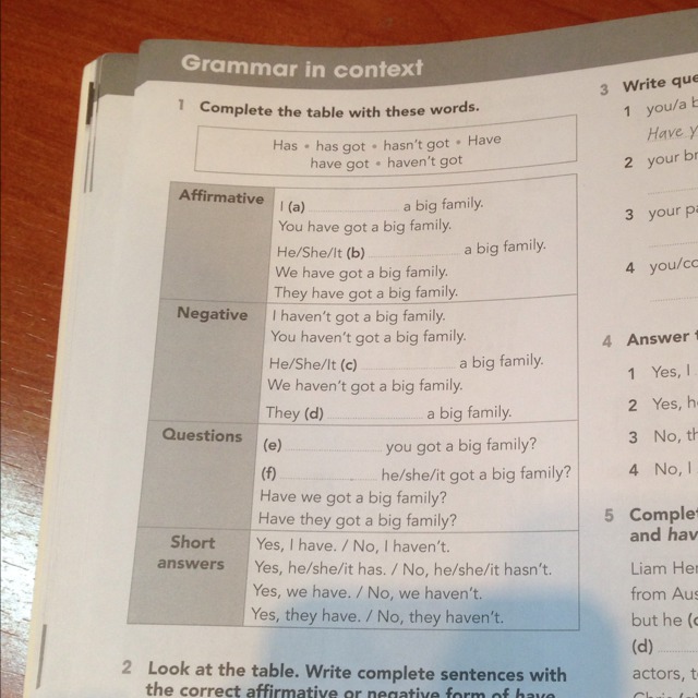 English grammar in context. Complete the Table with these Words. Complete the Table with the. Ответ. Complete the Words.