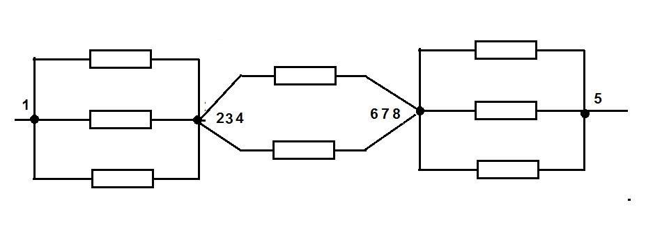 Рассчитайте общее сопротивление цепи представленной на рисунке сопротивление каждого отрезка 1 ом