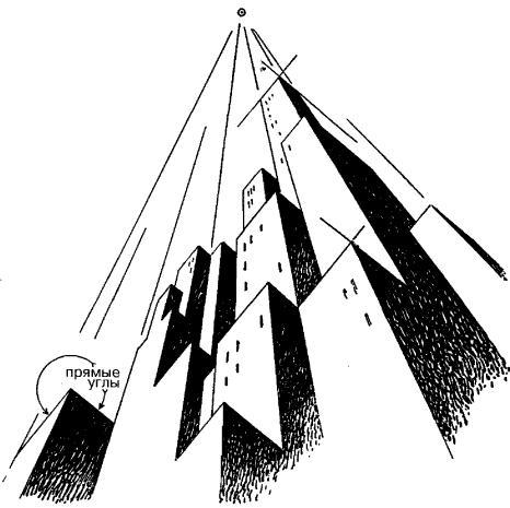 Прямолинейные рисунки. Перспектива снизу вверх. Перспектива города снизу вверх. Трехточечная перспектива снизу вверх. Композиция с тремя точками схода.
