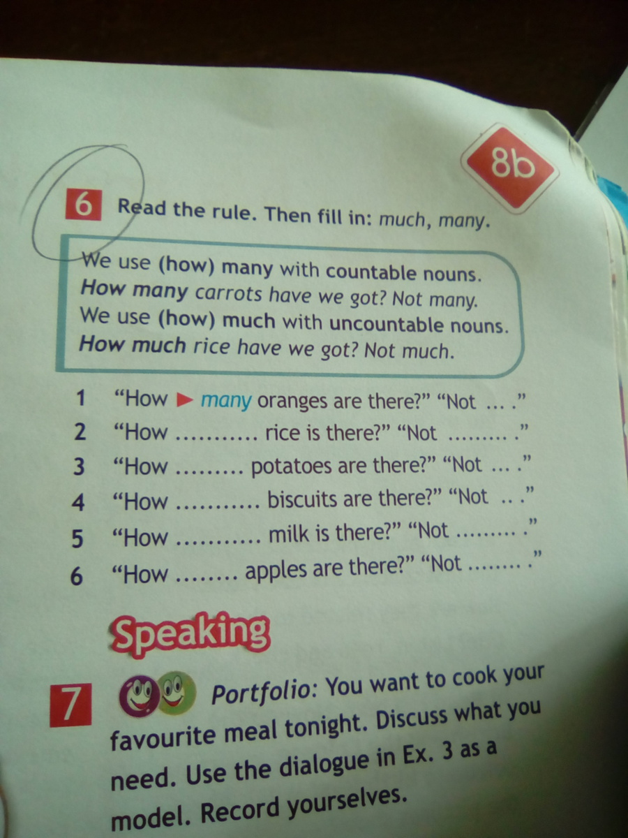 Record yourselves. Much / many how m4ny Oranges are there?" "Not … How … Rice is there?" "Not … "How … Potatoes are there?" "Not ….